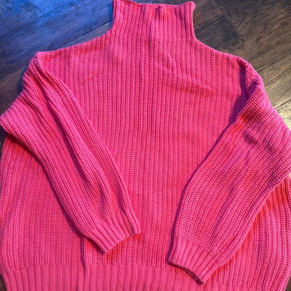 American Eagle Coral Mock Neck Knit Sweater